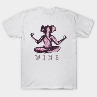 Wine Yoga Elephant T-Shirt